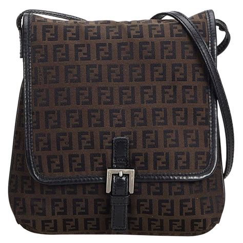 fendi dark brown zucchino monogram canvas crossbody bag|FENDI Zucchino Crossbody Bag Tobacco Brown .